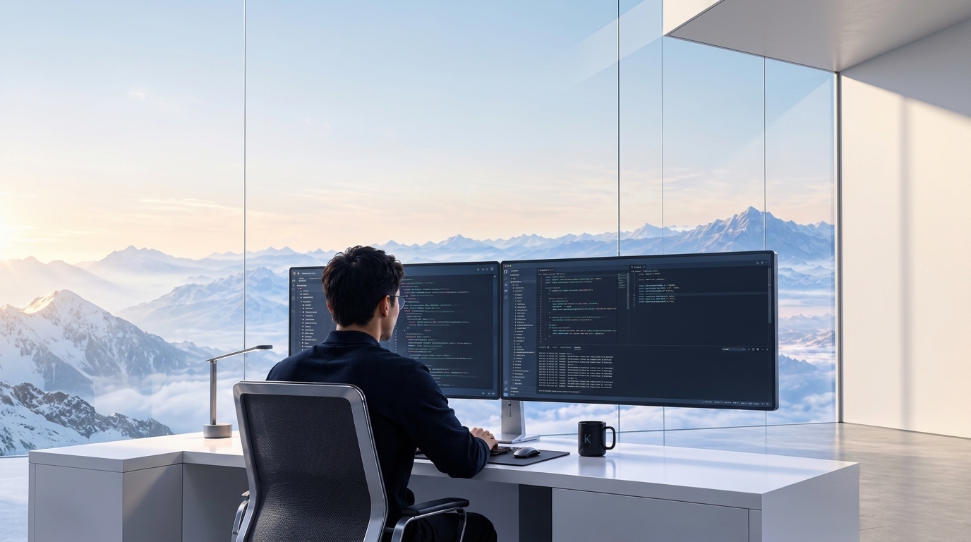 Forward Deployed Engineer operating multi-monitor workstation terminal